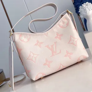 LIGHT CARRYALL Birthday discount PM Complete assortment COWHIDE Vuitton GRAINED MONOGRAM Louis PINK 29 LEATHER