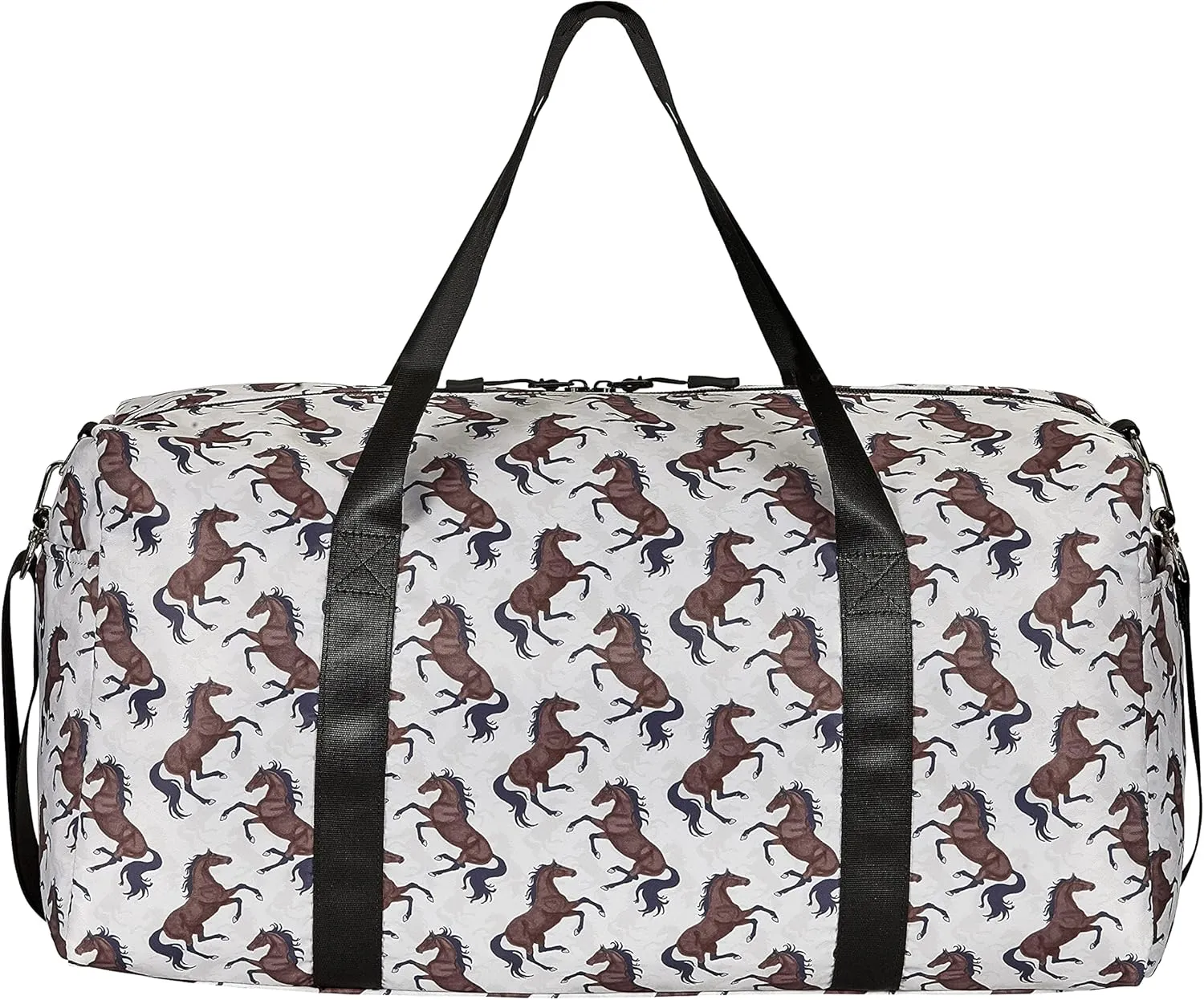 Lila Galloping Bay Horses Duffle Bag Beige