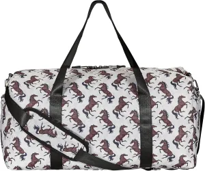 Lila Galloping Bay Horses Duffle Bag Beige