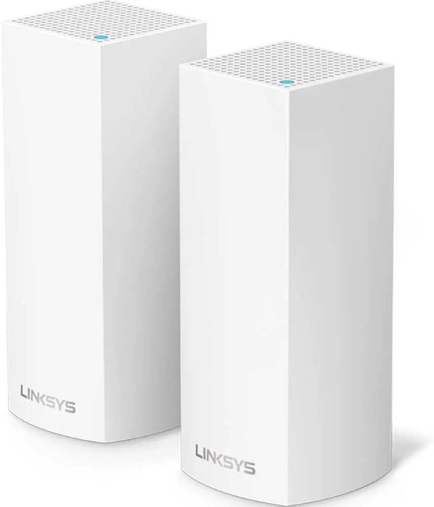 Linksys WHW0301 Velop Intelligent Mesh WiFi Router System: AC2200 Tri-Band, Network for Full-Speed Coverage, Computer Internet Wireless Routers Extender for Home (White, 2-Pack) (Renewed)