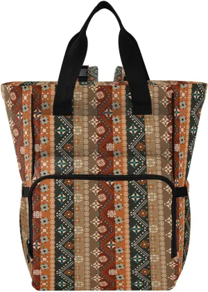 linqin Diaper Bag Backpack, Boho Bohemian Multifunctional Travel Backpack Maternity Changing Bags, Large Unisex Baby Bag Tote