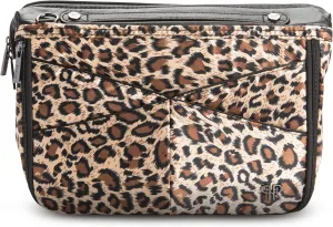 Littbag Handbag Organizer with Patented LED & Auto 60-sec Shutoff - Featured in Oprah's Favorite Things – Purse Organizer with 12 Compartments, Clear Pockets, Zippered Privacy Pocket & More (Leopard)