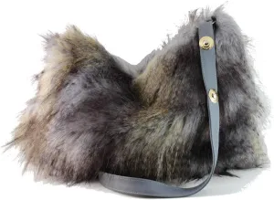 LONI Womens Faux Fur Hobo Crossbody Shoulder Bag Handbag
