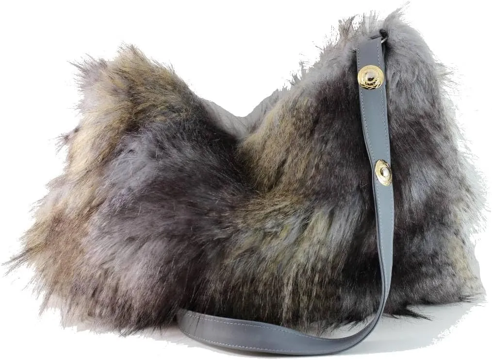 LONI Womens Faux Fur Hobo Crossbody Shoulder Bag Handbag