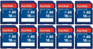 Lot of 10 SanDisk 16GB SD SDHC Class 4 Flash Memory Camera Card SDSDB-016G-B35 Pack   SD/TF USB Card Reader