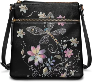 Lotusorchid Crossbody Shoulder Purse for Women, PU Leather Messenger Bag with Adjustable Strap and Multi Pockets
