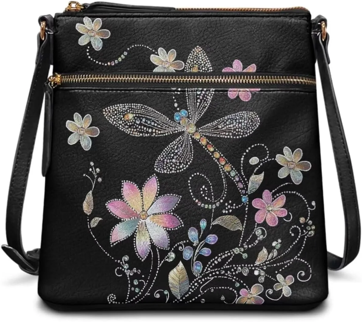 Lotusorchid Crossbody Shoulder Purse for Women, PU Leather Messenger Bag with Adjustable Strap and Multi Pockets