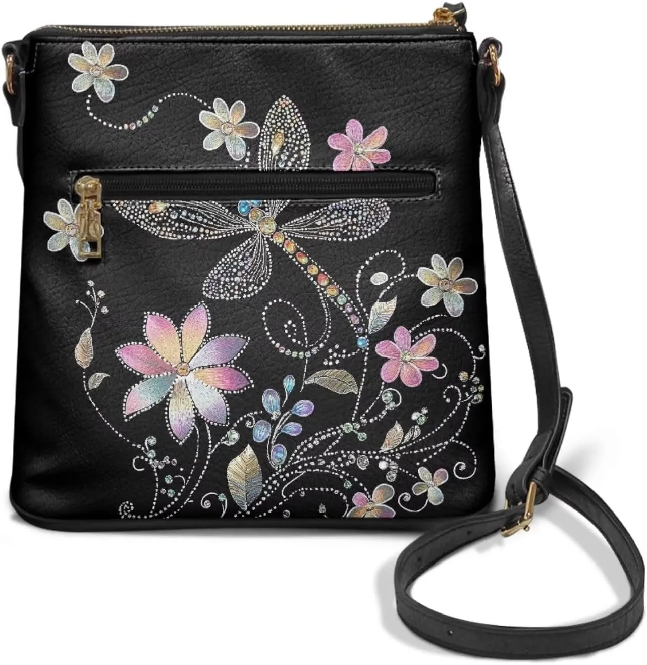 Lotusorchid Crossbody Shoulder Purse for Women, PU Leather Messenger Bag with Adjustable Strap and Multi Pockets