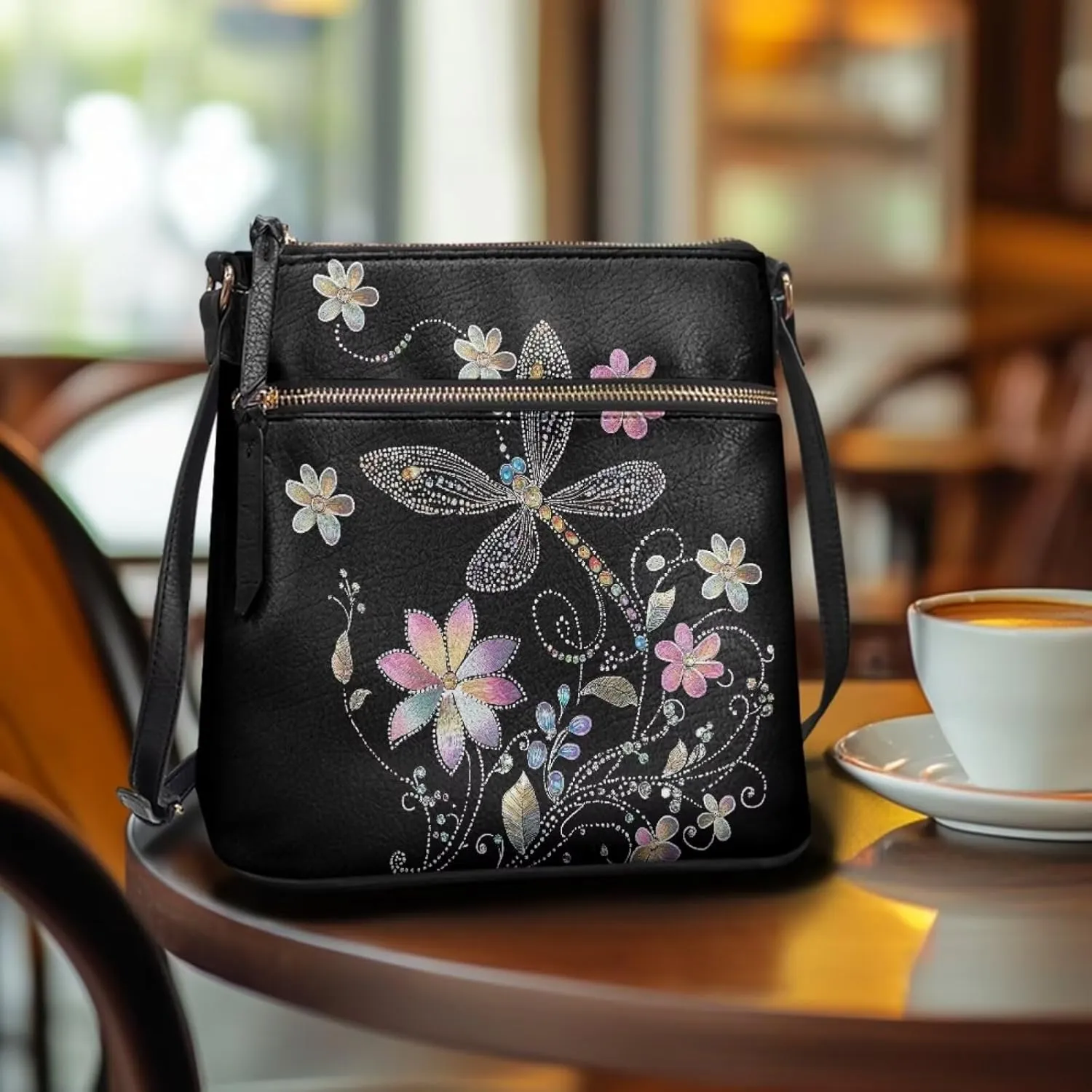 Lotusorchid Crossbody Shoulder Purse for Women, PU Leather Messenger Bag with Adjustable Strap and Multi Pockets