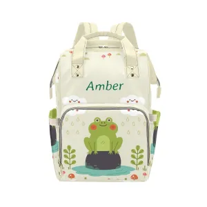 Lovely Frog Diaper Bags Backpack with Name Personalized Nursing Nappy Bag Travel Tote Bag Gifts