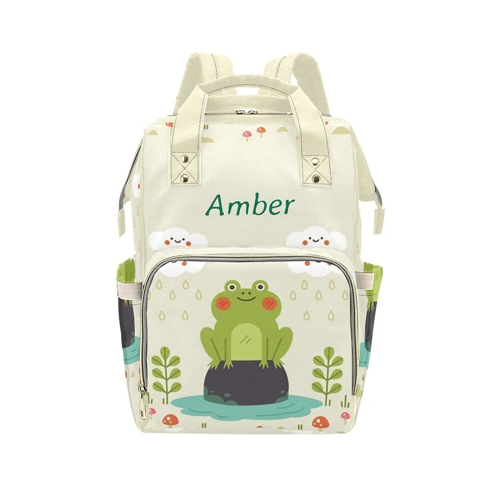 Lovely Frog Diaper Bags Backpack with Name Personalized Nursing Nappy Bag Travel Tote Bag Gifts