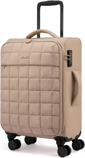 LOVEVOOK Carry On Luggage 22x14x9 Airline Approved, 20 Inch Softside with Wheels, Lightweight Spinner Suitcase with TSA Lock, Water-Resistant Large Capacity for Travel, Khaki