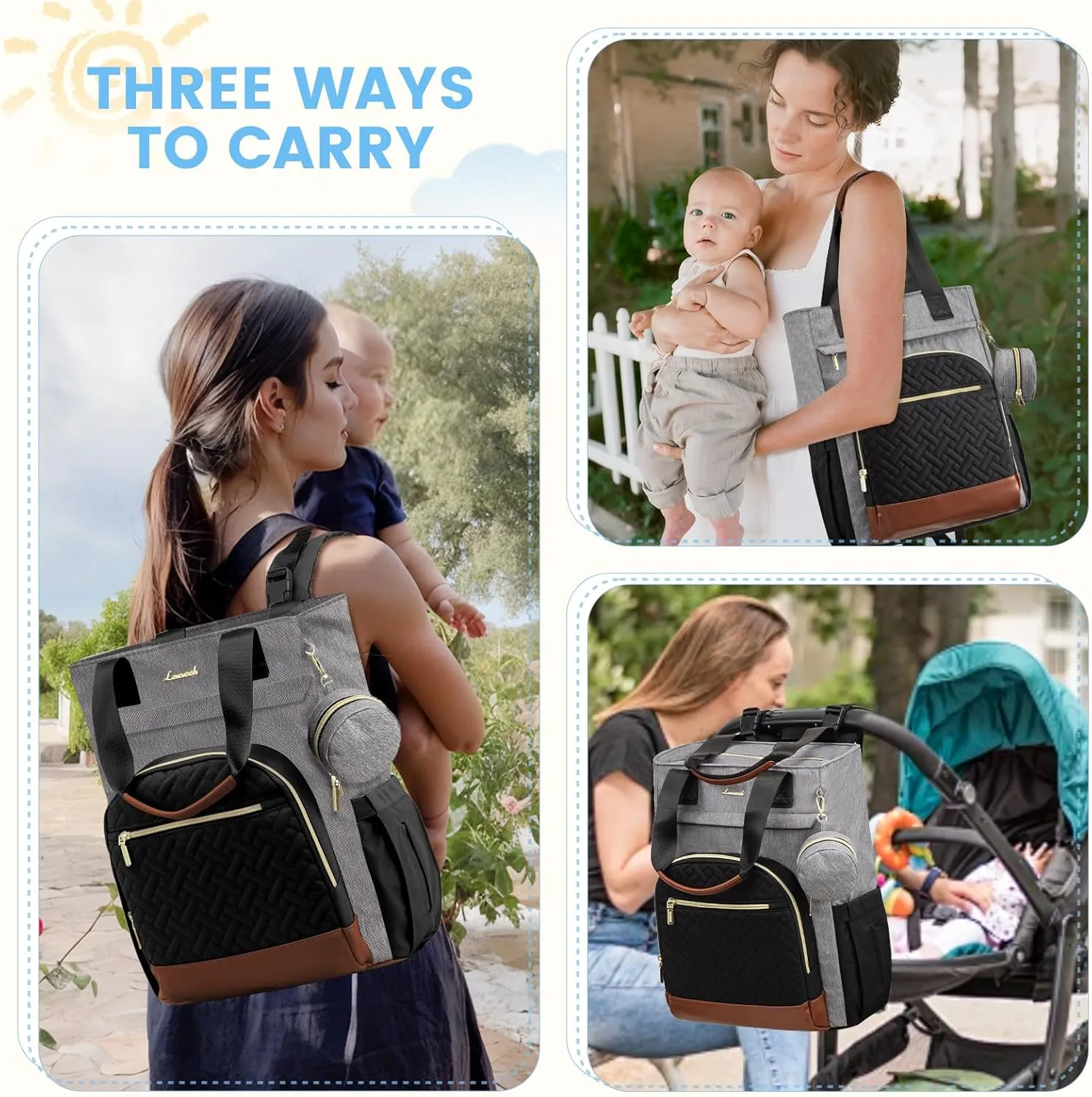 LOVEVOOK Diaper Bag Backpack, Baby Bag for Mom with Changing Pad Pacifier Case,Waterproof Trave Baby Girl/Boy Diaper Bag Tote