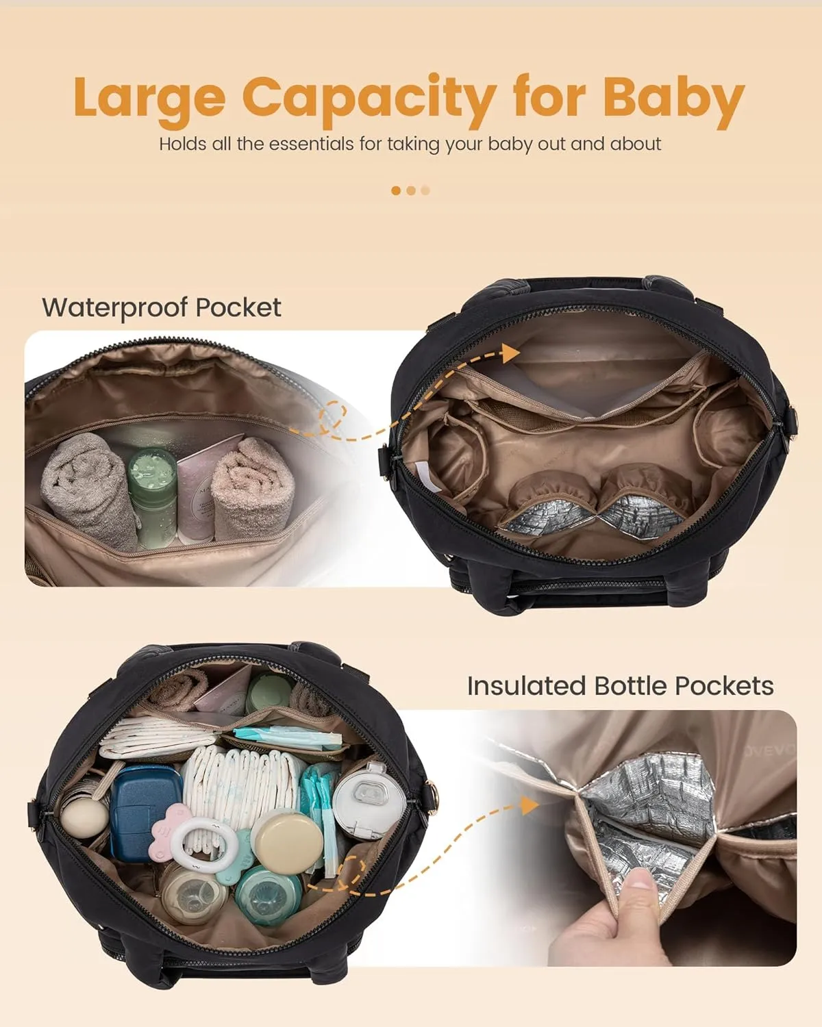 LOVEVOOK Diaper Bag Tote Puffer Baby Diaper Bag, Large Capacity Travel Diaper Tote with Changing Pad, Hospital Gym Bag