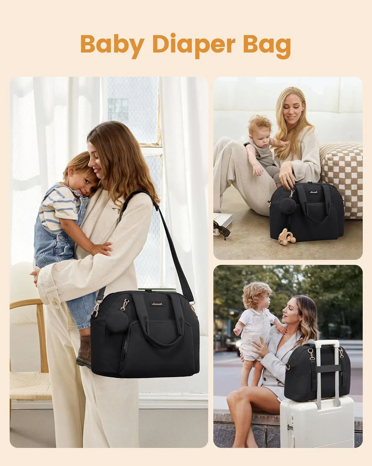 LOVEVOOK Diaper Bag Tote Puffer Baby Diaper Bag, Large Capacity Travel Diaper Tote with Changing Pad, Hospital Gym Bag