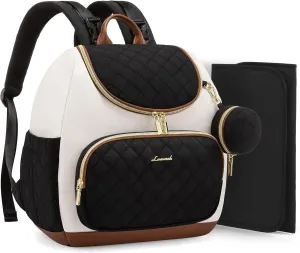 LOVEVOOK Small Diaper Bag Backpack, Waterproof Diaper Bags for Baby Girl Boy with Changing Pad, Stylish Baby Diaper Bag, Travel Diaper Bag for Mom Dad with Stroller Buckles,14 Inch