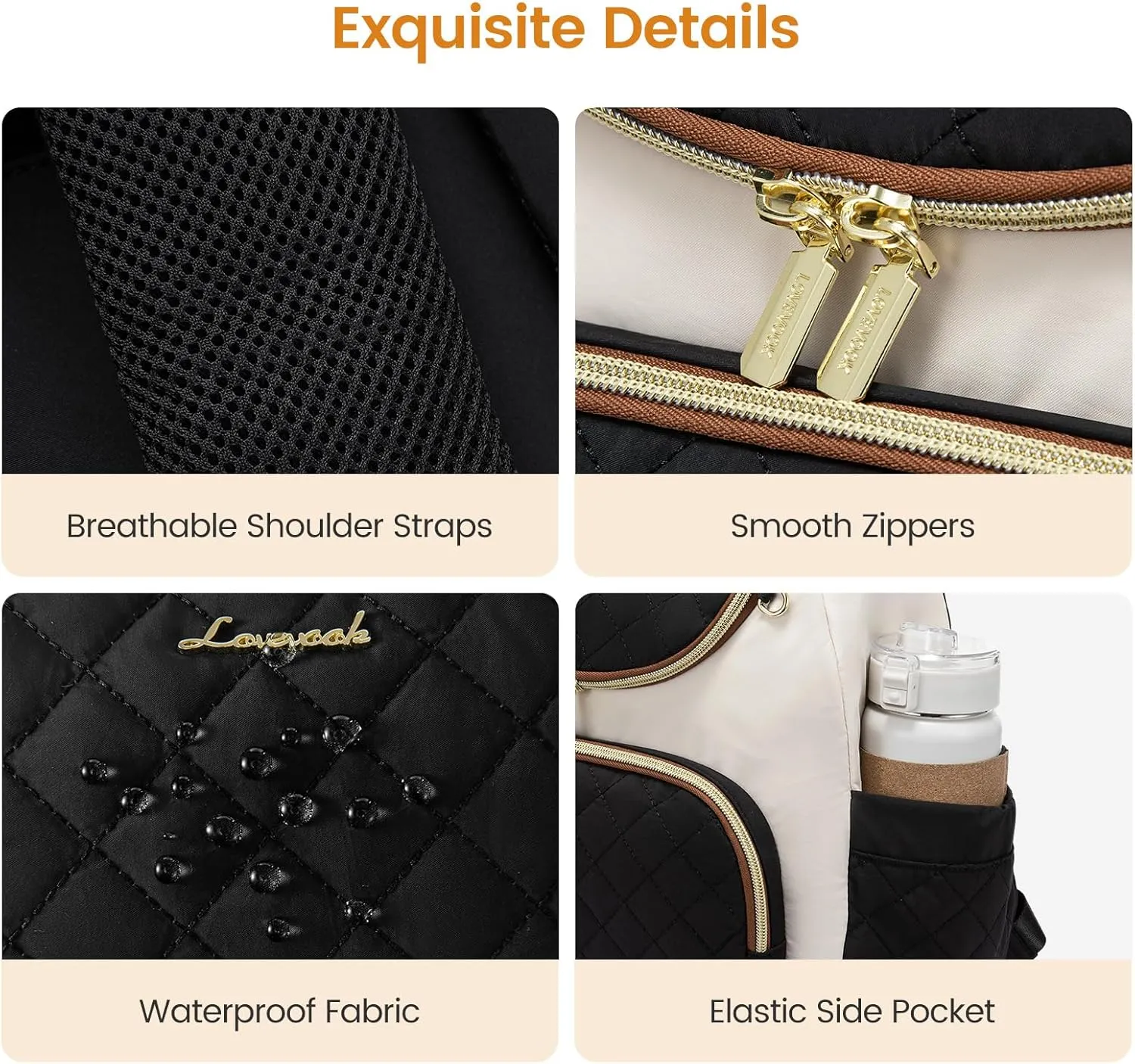 LOVEVOOK Small Diaper Bag Backpack, Waterproof Diaper Bags for Baby Girl Boy with Changing Pad, Stylish Baby Diaper Bag, Travel Diaper Bag for Mom Dad with Stroller Buckles,14 Inch