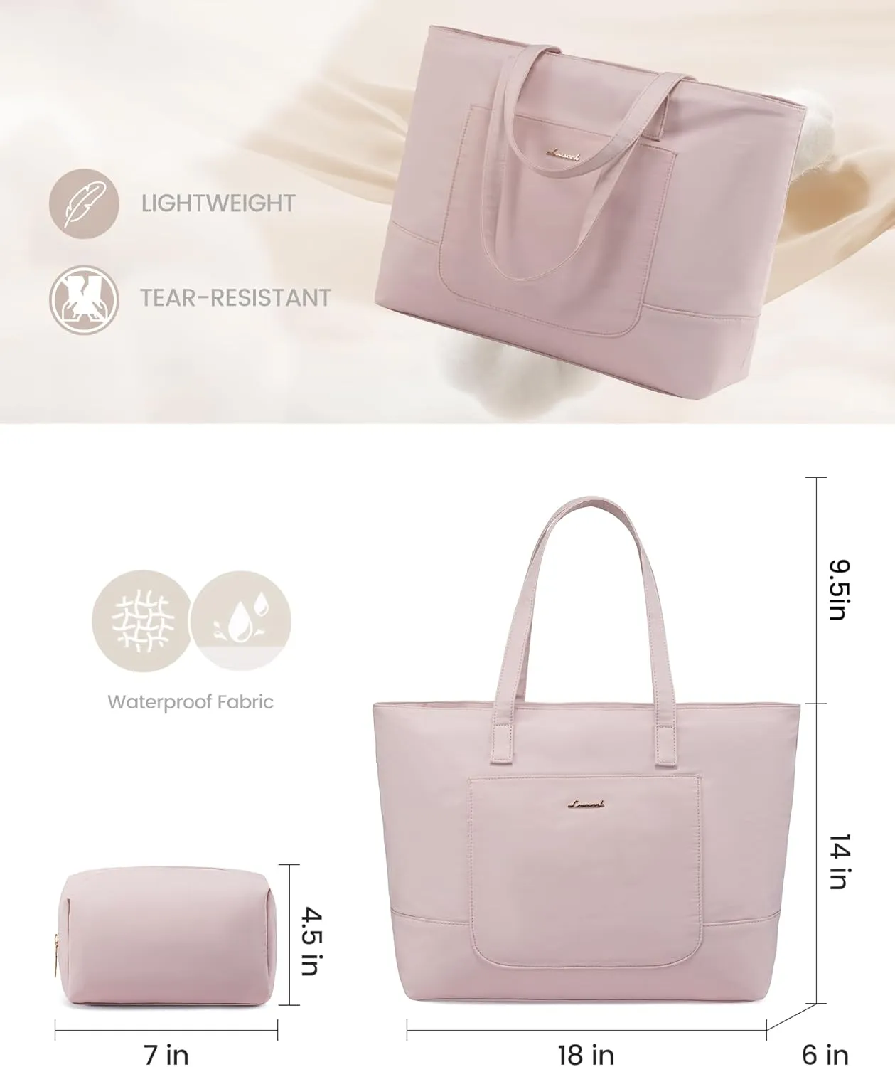 LOVEVOOK Work Tote with Laptop Compartment for Nurse Travel Commuter, Gym Bag with Yoga Mat Strap