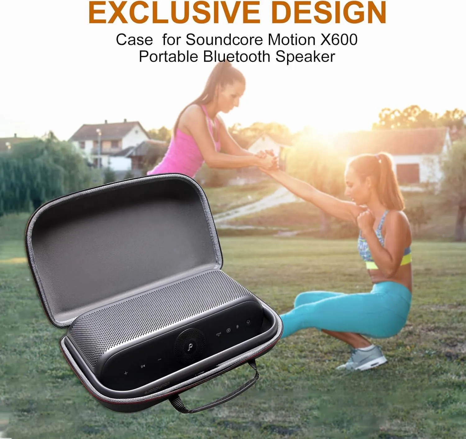 LTGEM Hard Case for Soundcore Motion X600 Portable Bluetooth Speaker - Travel Protective Carrying Storage Case Bag with Adjustable Shoulder Strap
