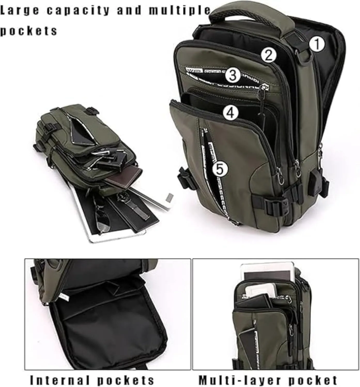 Luckyabow Waterproof Crossbody Bag, Multipurpose Waterproof Crossbody Bag, Small Sling Backpack