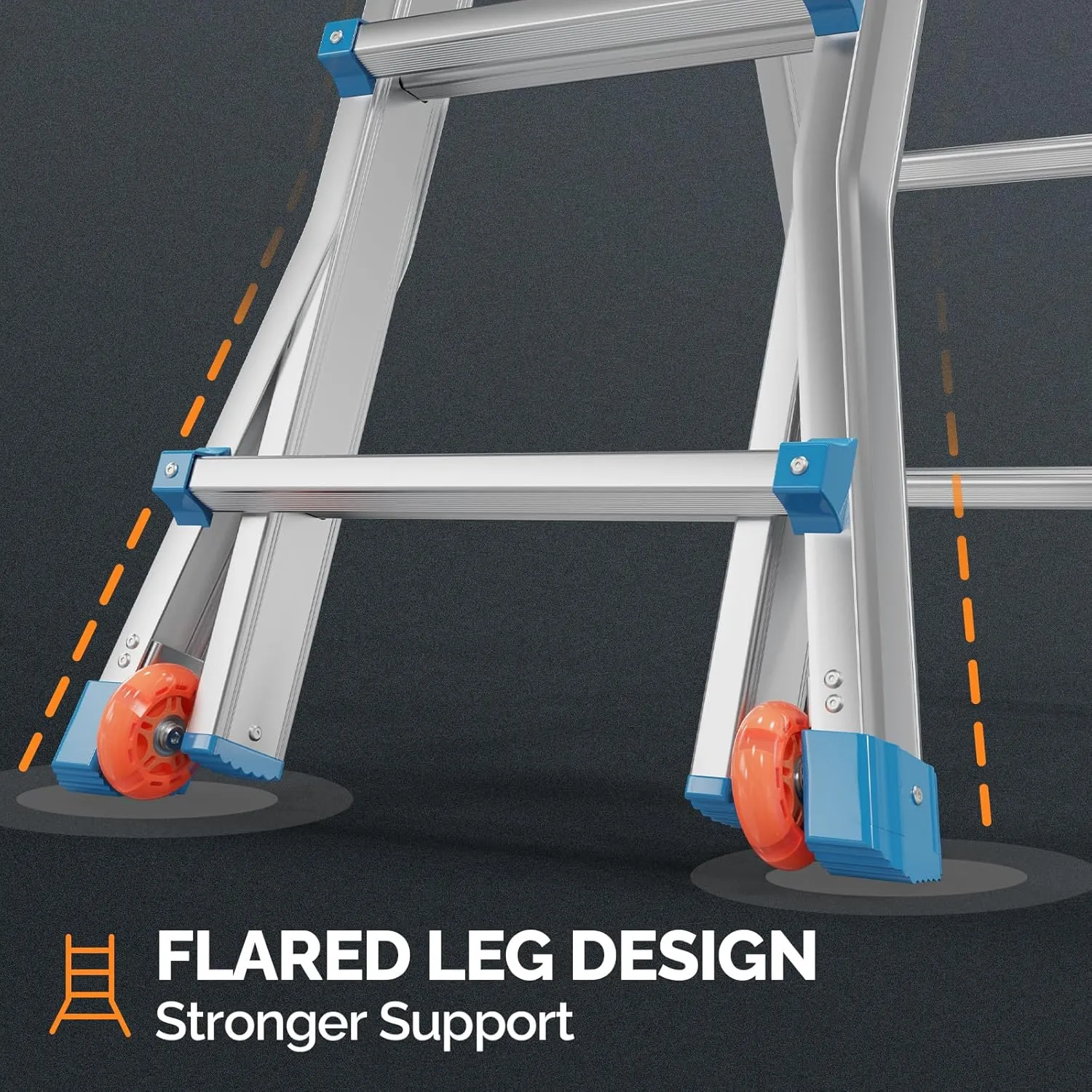 LUISLADDERS Ladder, A Frame 4 Step Ladder Telescoping Ladder, 17 Ft Reach Height Muti Position Folding Ladder Flared Leg & Wheels Design, 330 lbs Capacity Extension Ladder for Household Outdoor Work