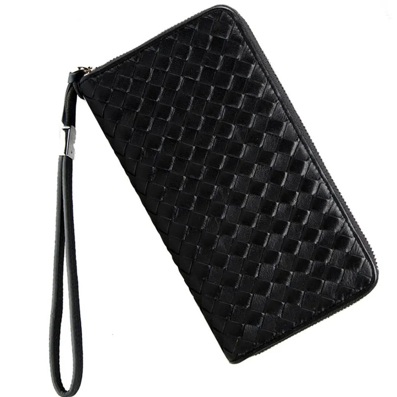 Luxury Brand Men Genuine Leather Wallet Top Sheepskin Men Wallets Clutch Plaid Leather Purse Carteira Masculina Phone Bag