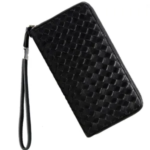 Luxury Brand Men Genuine Leather Wallet Top Sheepskin Men Wallets Clutch Plaid Leather Purse Carteira Masculina Phone Bag