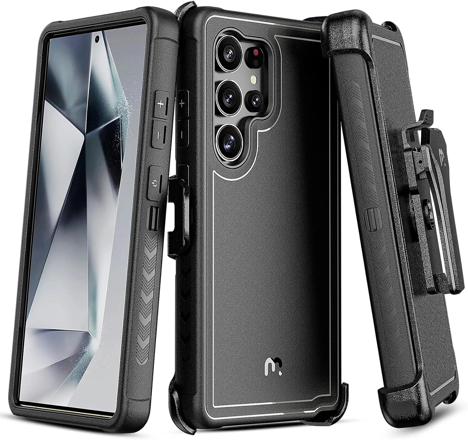 M MYBAT PRO Maverick Series for Samsung Galaxy S25 Ultra Case with Belt Clip Holster, 6.9 inch, Heavy Duty Military Grade Drop Protective Case w 360° Rotating Stand (No Screen Protector) Black