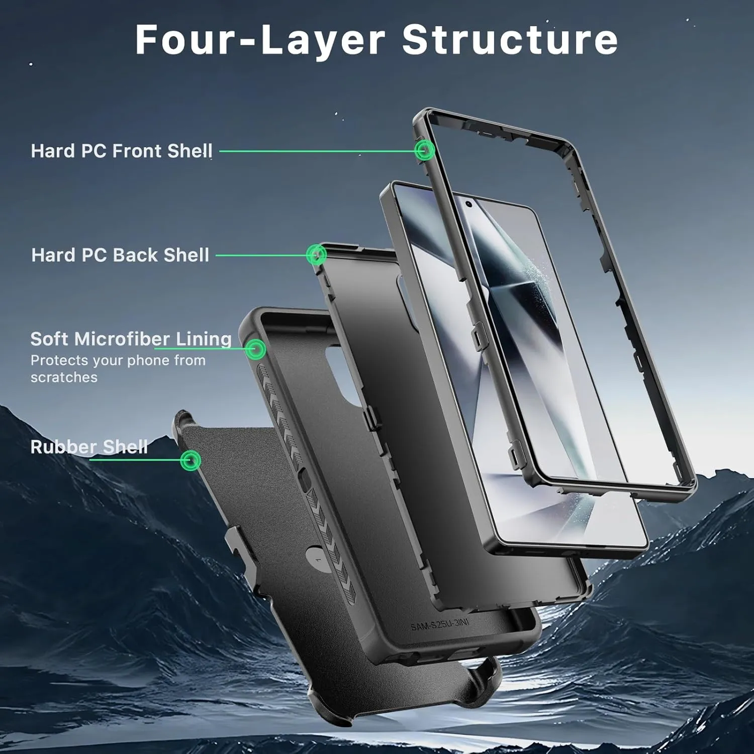 M MYBAT PRO Maverick Series for Samsung Galaxy S25 Ultra Case with Belt Clip Holster, 6.9 inch, Heavy Duty Military Grade Drop Protective Case w 360° Rotating Stand (No Screen Protector) Black