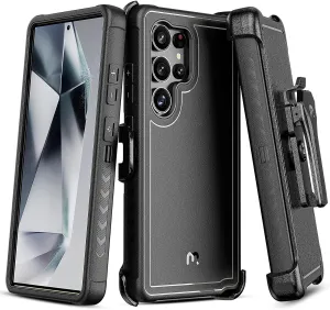 M MYBAT PRO Maverick Series for Samsung Galaxy S25 Ultra Case with Belt Clip Holster, 6.9 inch, Heavy Duty Military Grade Drop Protective Case w 360° Rotating Stand (No Screen Protector) Black