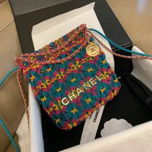 Macrame Technologically advanced Calfskin 22 Gold Excellent craftsmanship Hobo Multicolor Hardware CHANEL 23cm