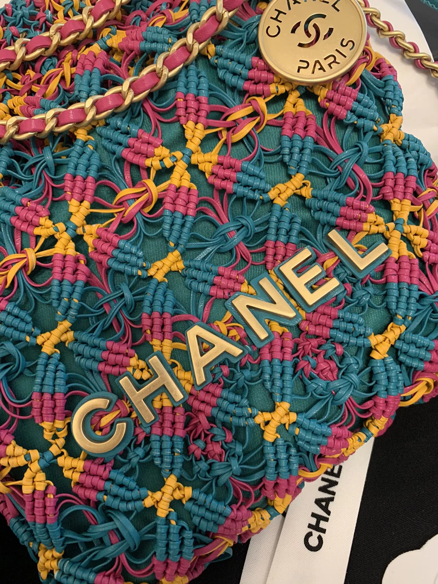 Macrame Technologically advanced Calfskin 22 Gold Excellent craftsmanship Hobo Multicolor Hardware CHANEL 23cm