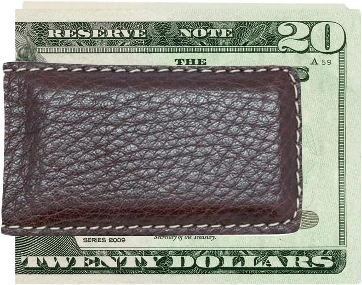 Magnetic Money Clip for Men Genuine Leather Money Clip for Men with 2 Strong Shielded Magnets | Minimalist, Slim Money Clip Holds 10 to 12 Bills
