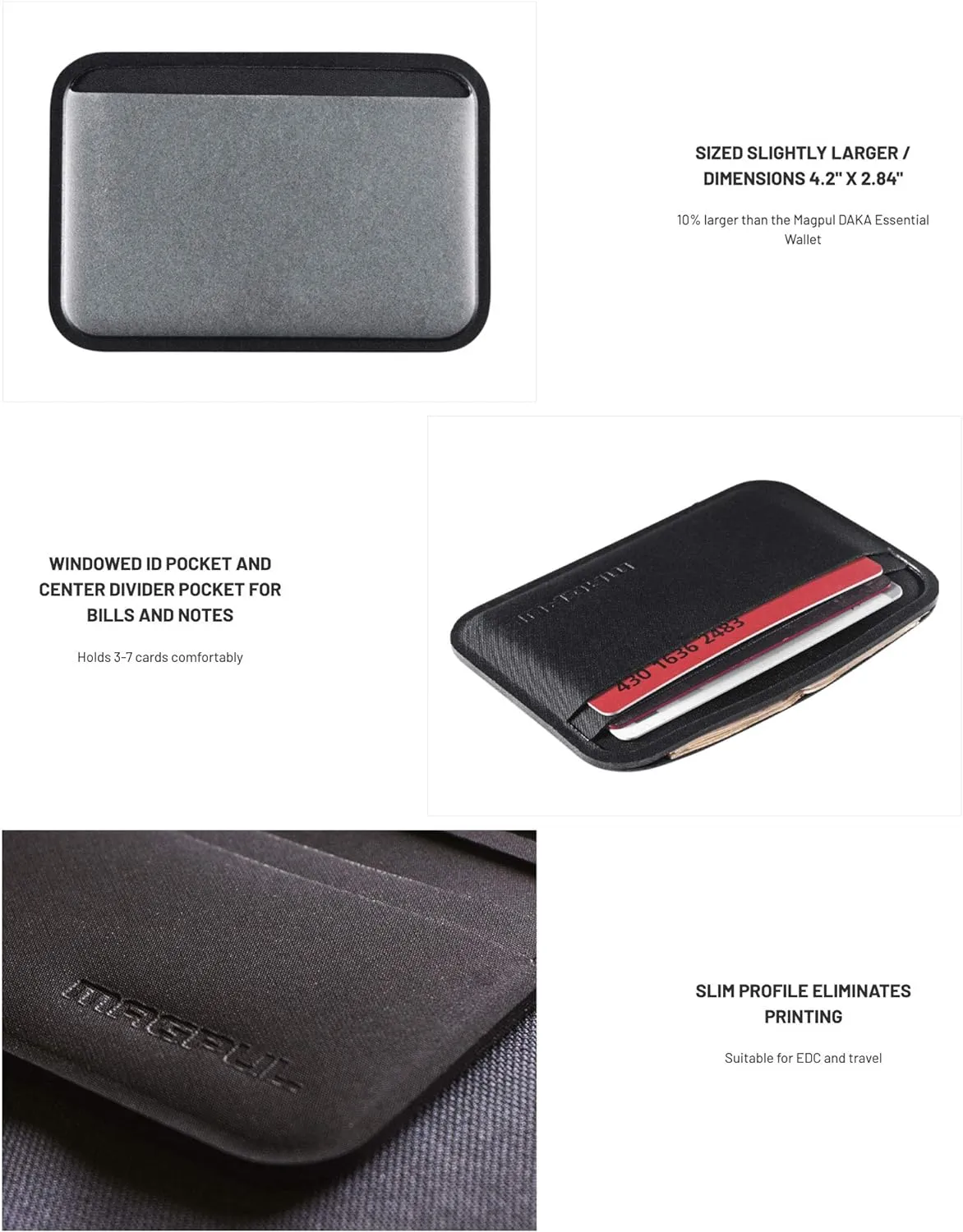 Magpul DAKA Everyday Tactical Slim Minimalist Credit Card Holder Travel Wallet EDC Gear