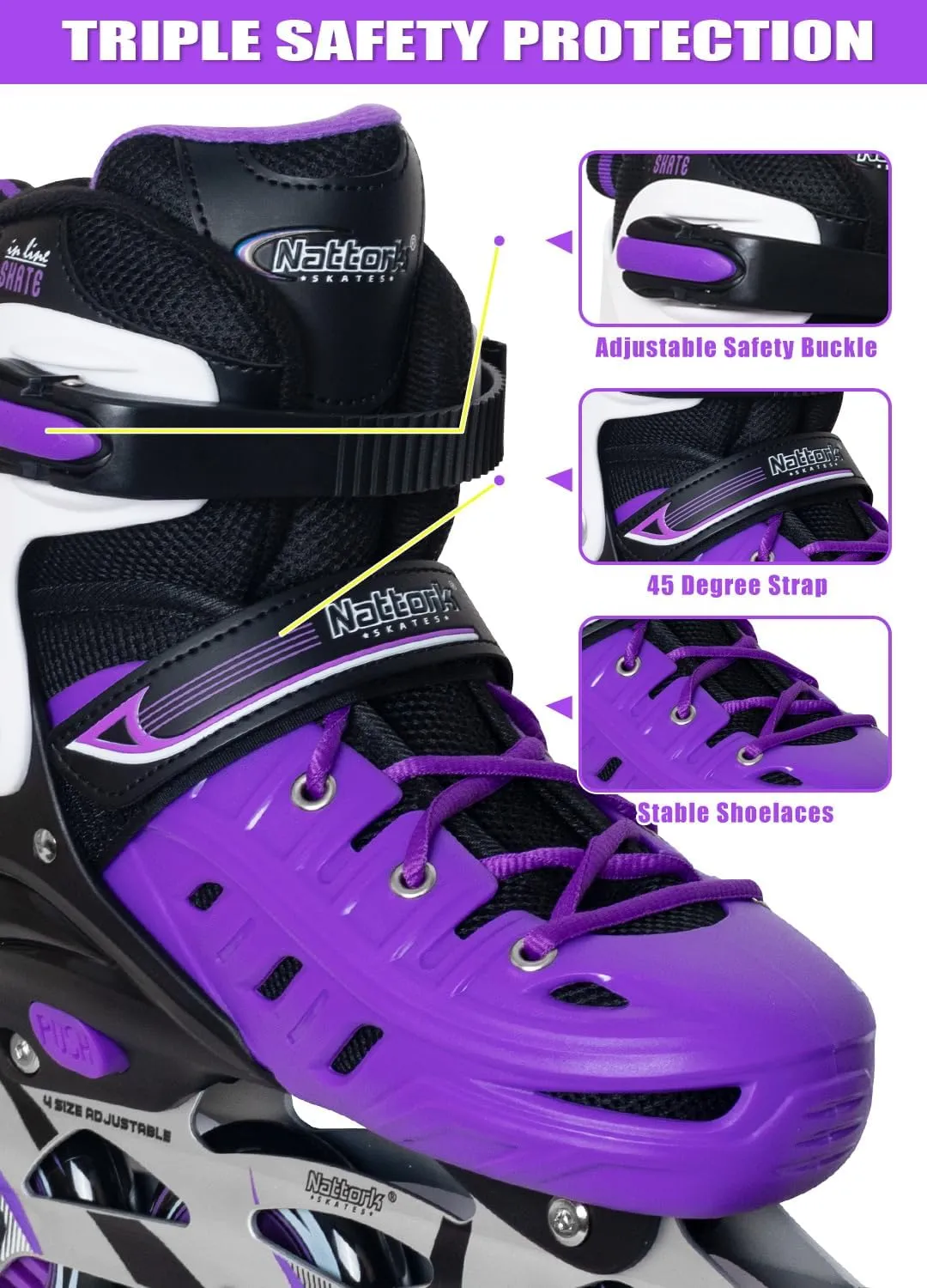 MammyGol Adults Adjustable Inline Skates, Safe and Durable Roller Skates with Giant Wheels, High Performance Professional Skates for Men Women Youth