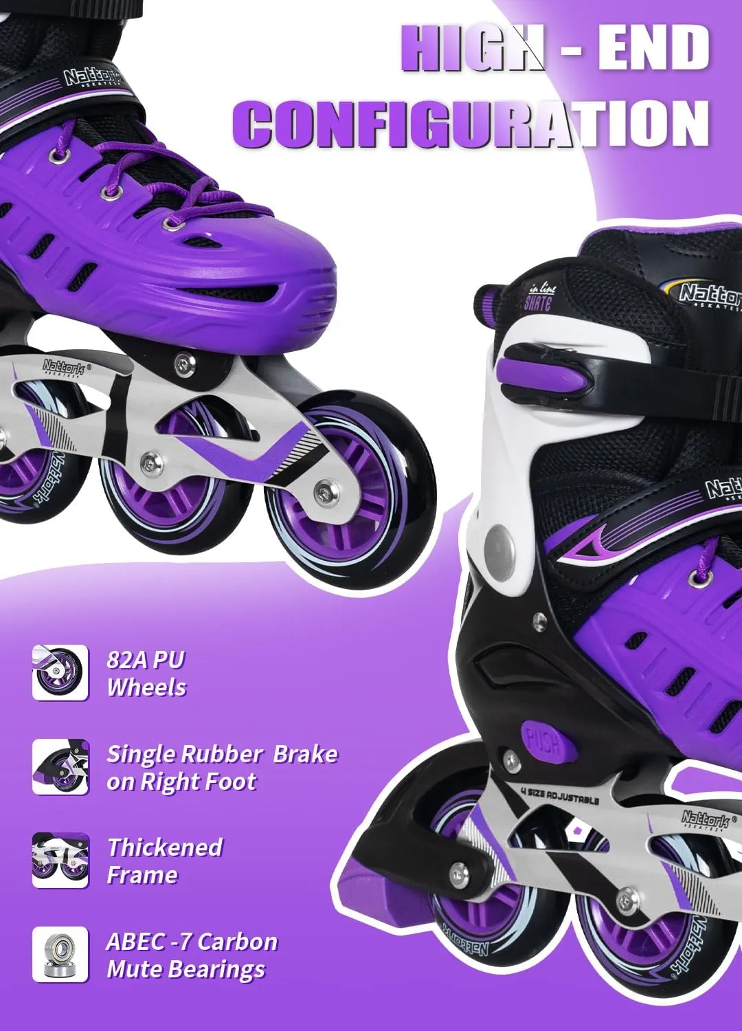 MammyGol Adults Adjustable Inline Skates, Safe and Durable Roller Skates with Giant Wheels, High Performance Professional Skates for Men Women Youth