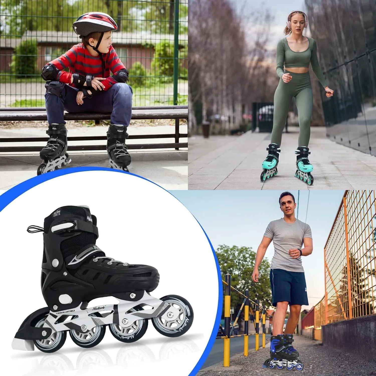 MammyGol Adults Adjustable Inline Skates, Safe and Durable Roller Skates with Giant Wheels, High Performance Professional Skates for Men Women Youth