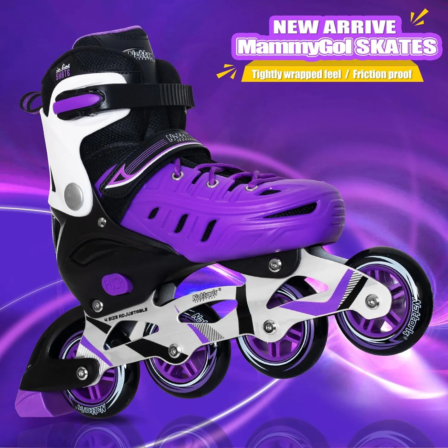 MammyGol Adults Adjustable Inline Skates, Safe and Durable Roller Skates with Giant Wheels, High Performance Professional Skates for Men Women Youth