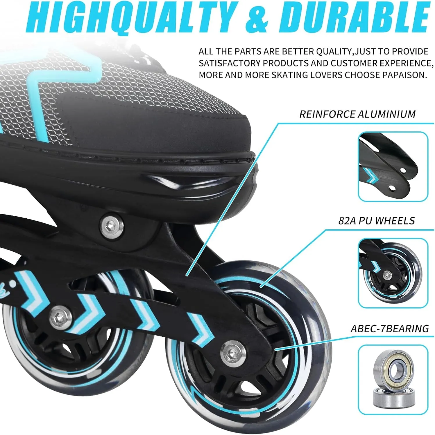 MammyGol Inline Skates for Adults Kids, Adjustable Aggressive Durable Roller Skates with Giant Wheels, High Performance Skates for Men Women Boys Girls