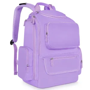Mancro Diaper Bag for Baby Girl and Boys , Multifunctional Baby Diaper Bag for Mom and Dad with Stroller Strap and Anti-theft Pocket, Large Travel Diaper Backpack for New Parents, Purple