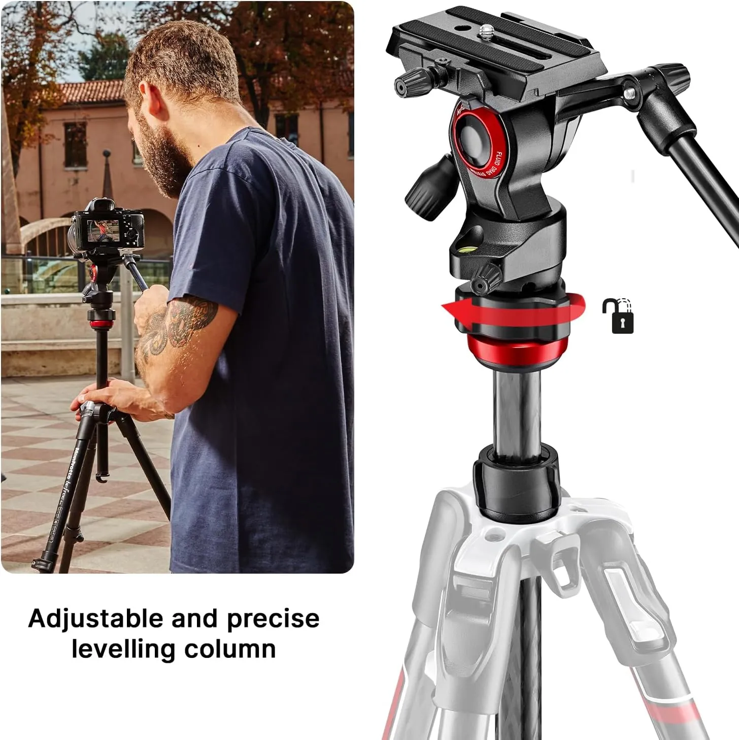 Manfrotto Befree Live 4-Section Carbon Fiber Video Tripod with Fluid Head, Black/Silver