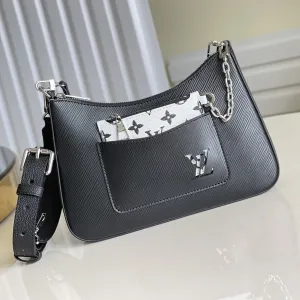 MARELLE Get it before it's COWHIDE LEATHER Savings-packed EPI 25 Louis GRAINED BLACK Vuitton