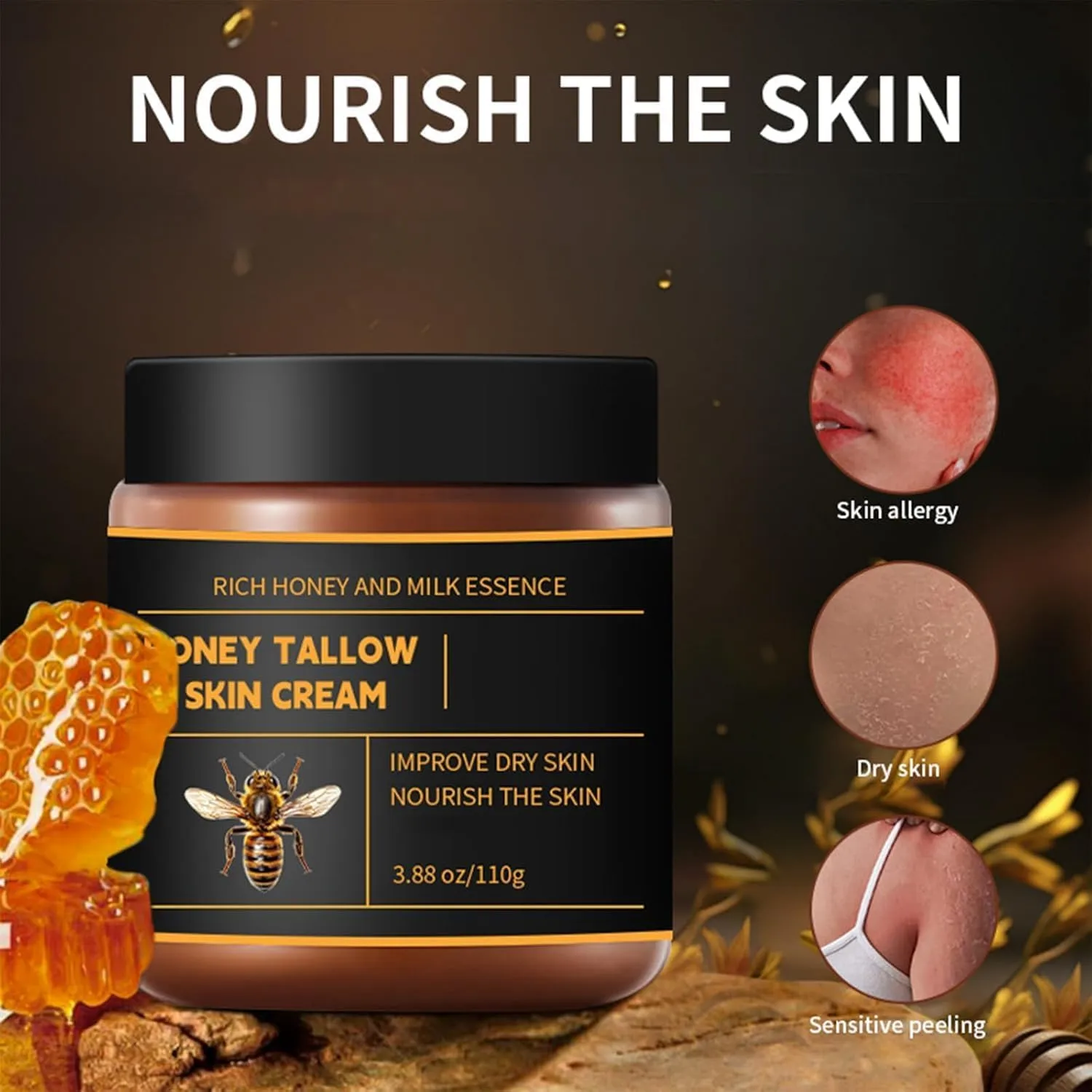 Marroomi Tallow Honey Balm, Deep Nourishing & Skin-Softening Natural Formula Maromi Tallow Honey Balm, for Lips/Face/Hands, Dry Skin Care, Deep Nourishing (1pcs, One Size)