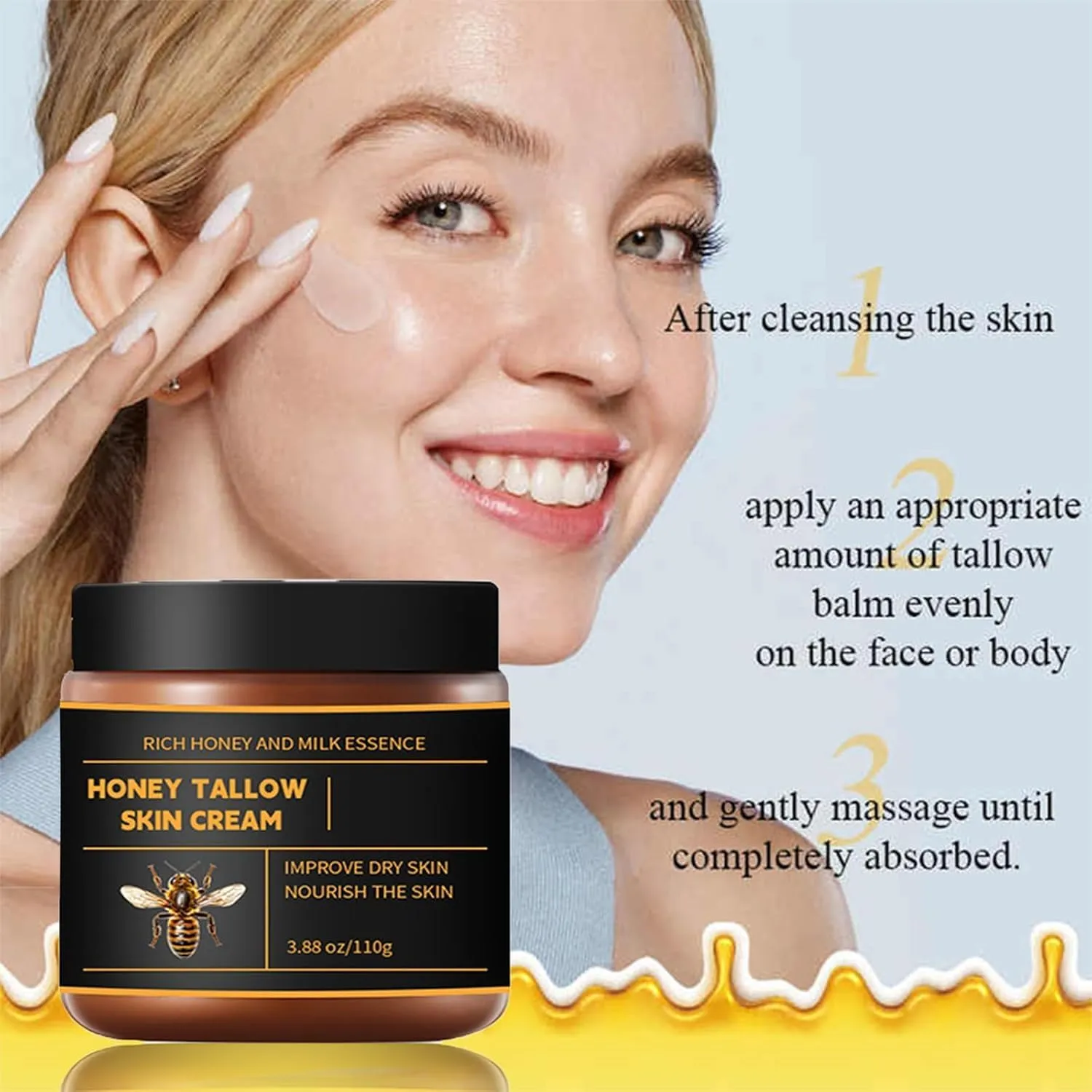 Marroomi Tallow Honey Balm, Deep Nourishing & Skin-Softening Natural Formula Maromi Tallow Honey Balm, for Lips/Face/Hands, Dry Skin Care, Deep Nourishing (1pcs, One Size)