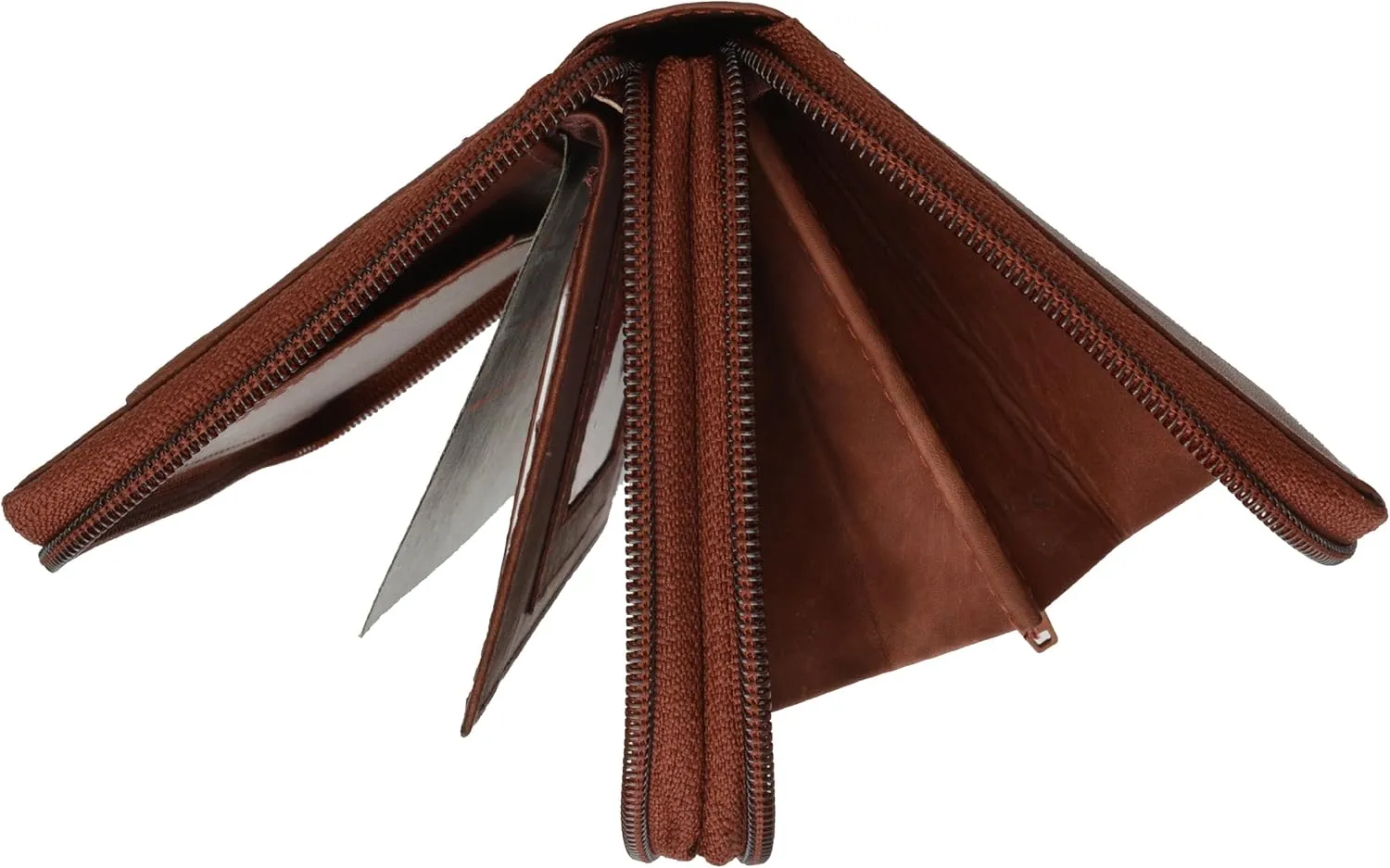 MARSHAL Genuine Leather Double Zipper Clutch Checkbook Wallet for Women #4575CF