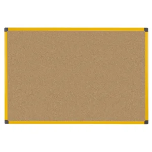 MasterVIsion Industrial Ultrabrite Cork Bulletin Board, 48" x 72", Yellow Frame