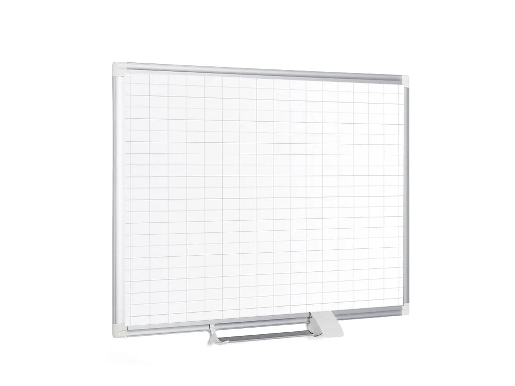 MasterVision Magnetic Porcelain Dry-Erase Planning Board with Accessory Kit, 1" x 2" Grid, Aluminum Frame, 48" x 72"
