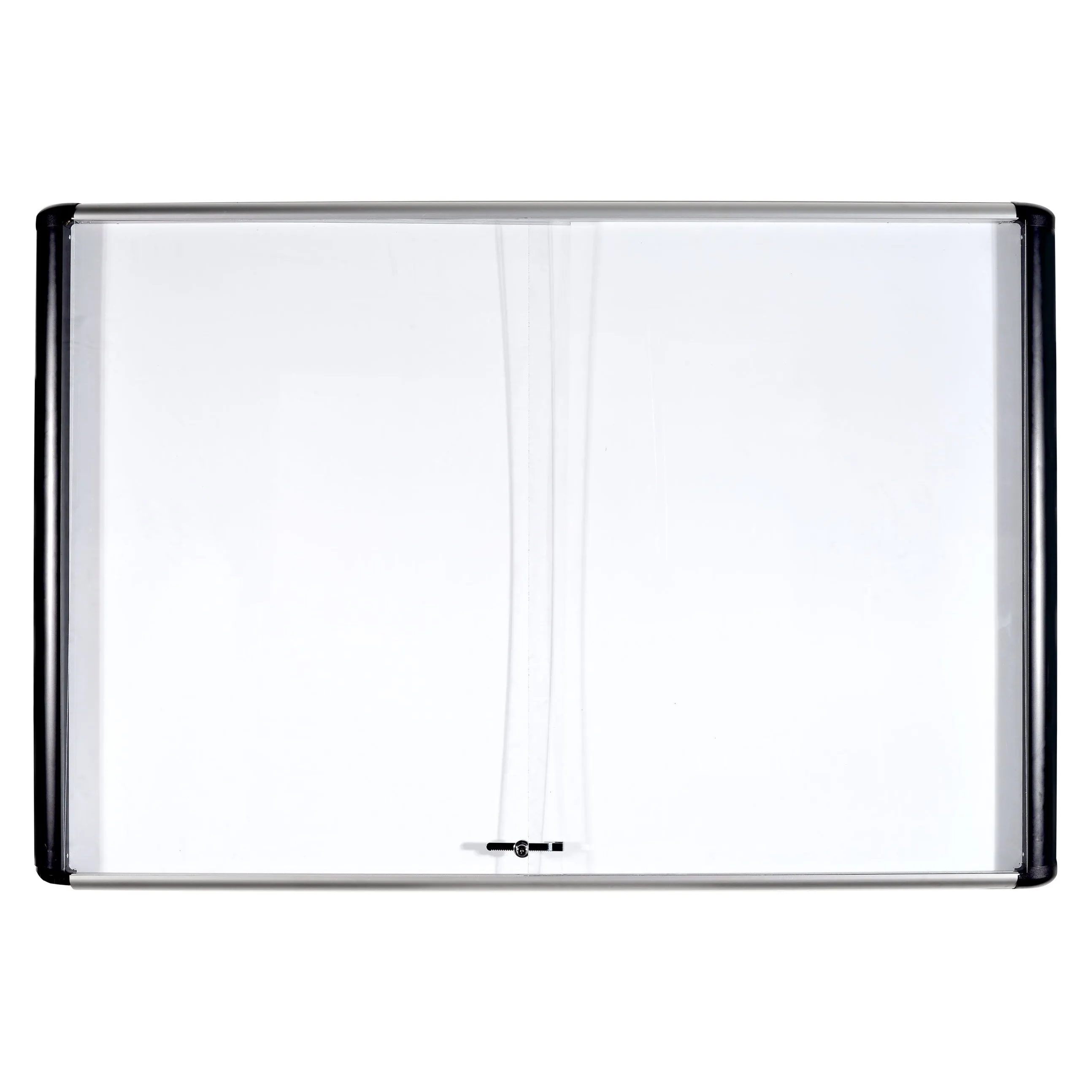 MasterVision MVI Magnetic Porcelain Dry-Erase Enclosed Board Cabinet, Two Sliding Glass Doors, 47"  x 72", Aluminum Frame