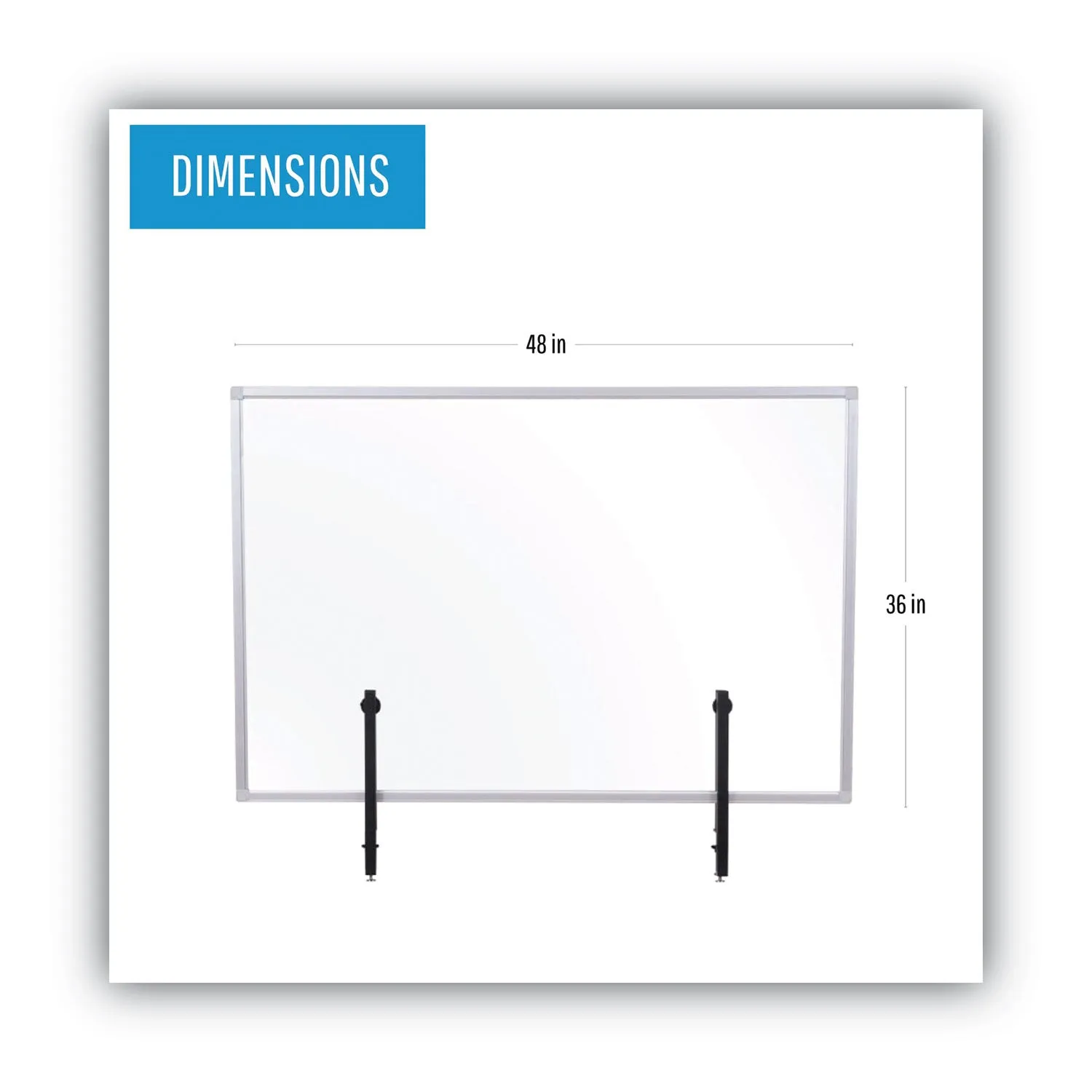 MasterVision® Protector Series Glass Aluminum Desktop Divider, 47.2 X 0.16 X 35.4, Clear