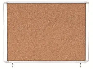 MasterVision Weather Resistant Cork Bulletin Enclosed Board Cabinet, 47" x 38.3", Aluminum Frame